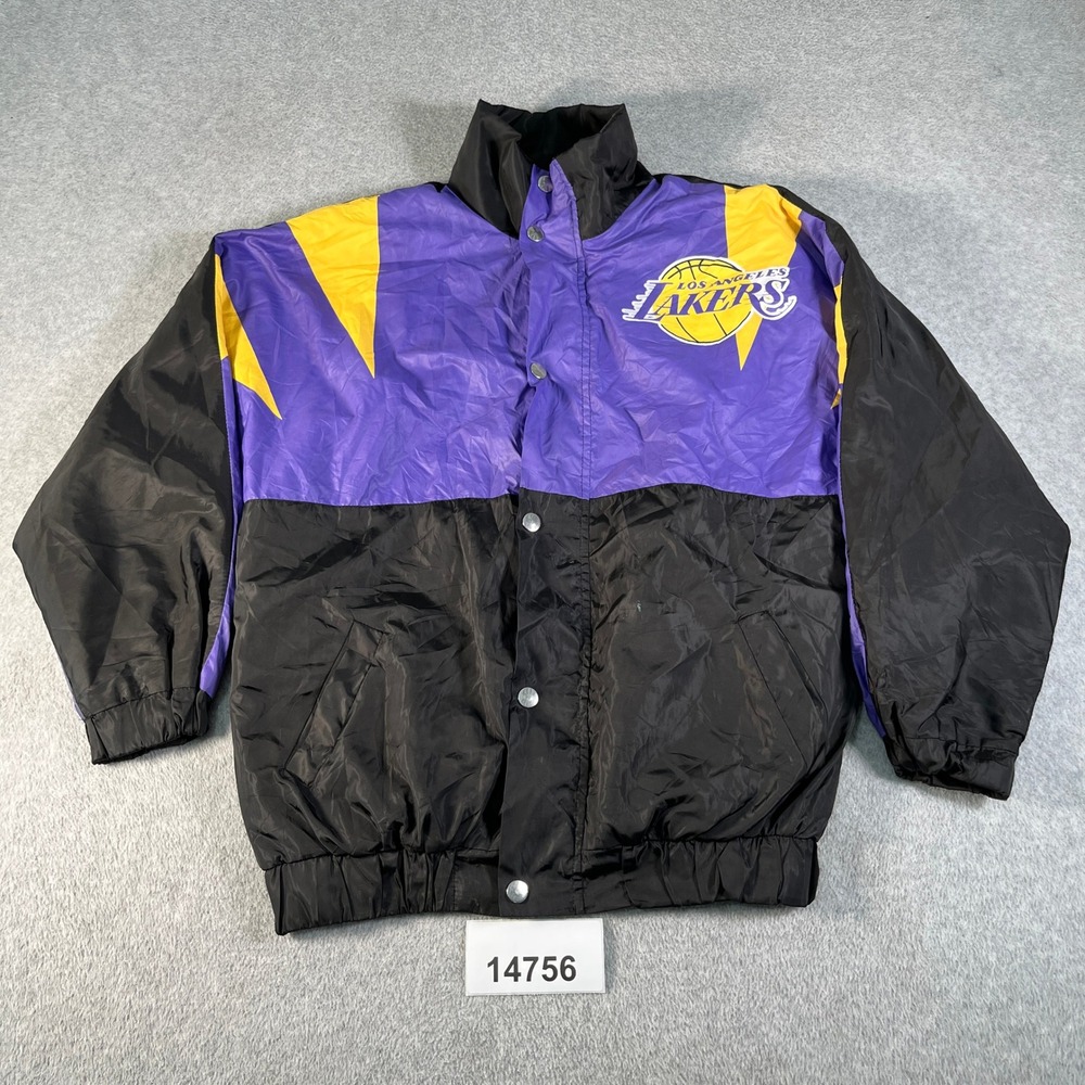 Los Angeles Lakers Windbreaker Jacket Mens L Black J.C. Fashion Basketball NBA